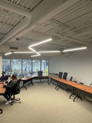 Custom Pendant Lighting over conference room table