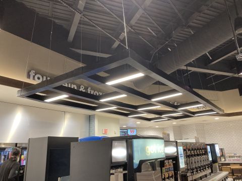 Architectural Lighting over a coffee bar